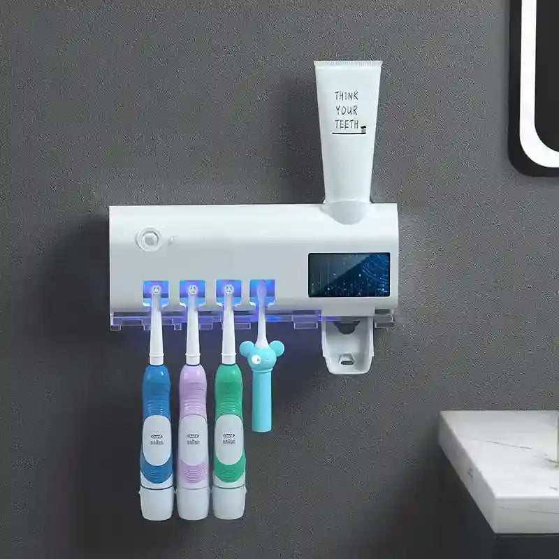 Porta Cepillo de Dientes Inteligente con Esterilizador UV y Dispensador de Pasta - Shopping Digital